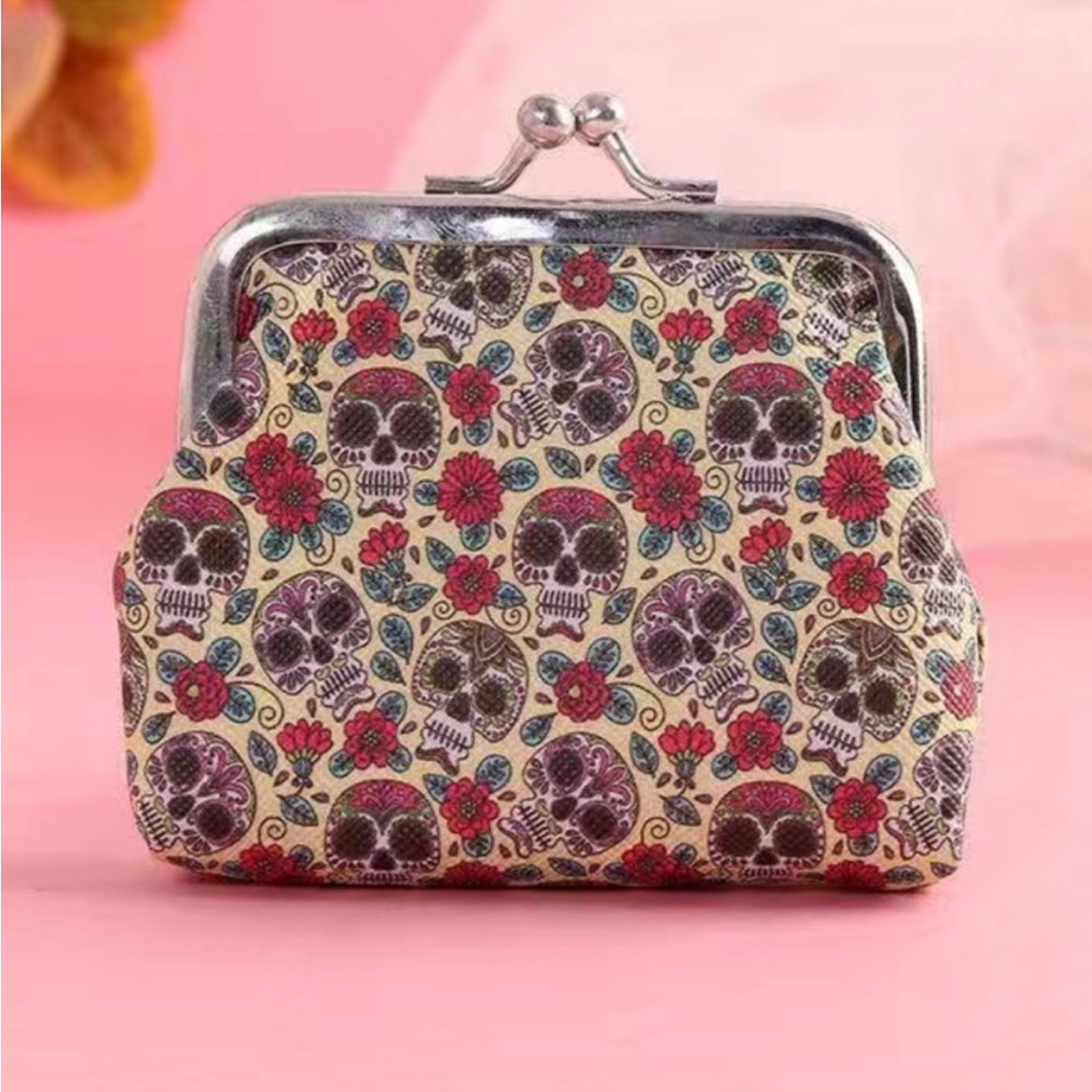 SUGAR SKULLS & FLOWERS COIN PURSE ☠️